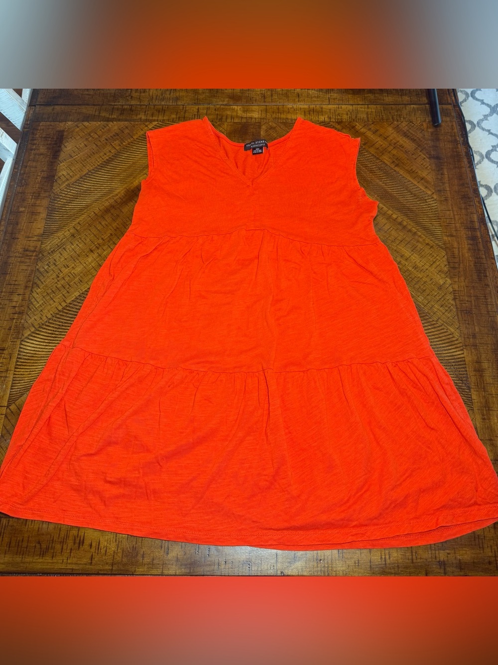 Sleeveless Tiered Tunic/Dress in Bright Red/Orange